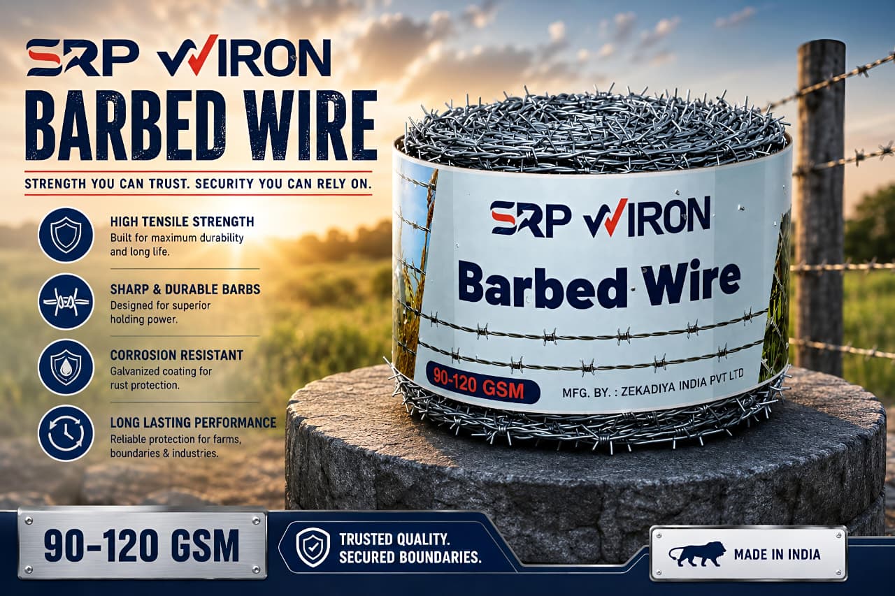 Steel barbed wire fencing