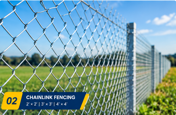 Steel chain link fencing